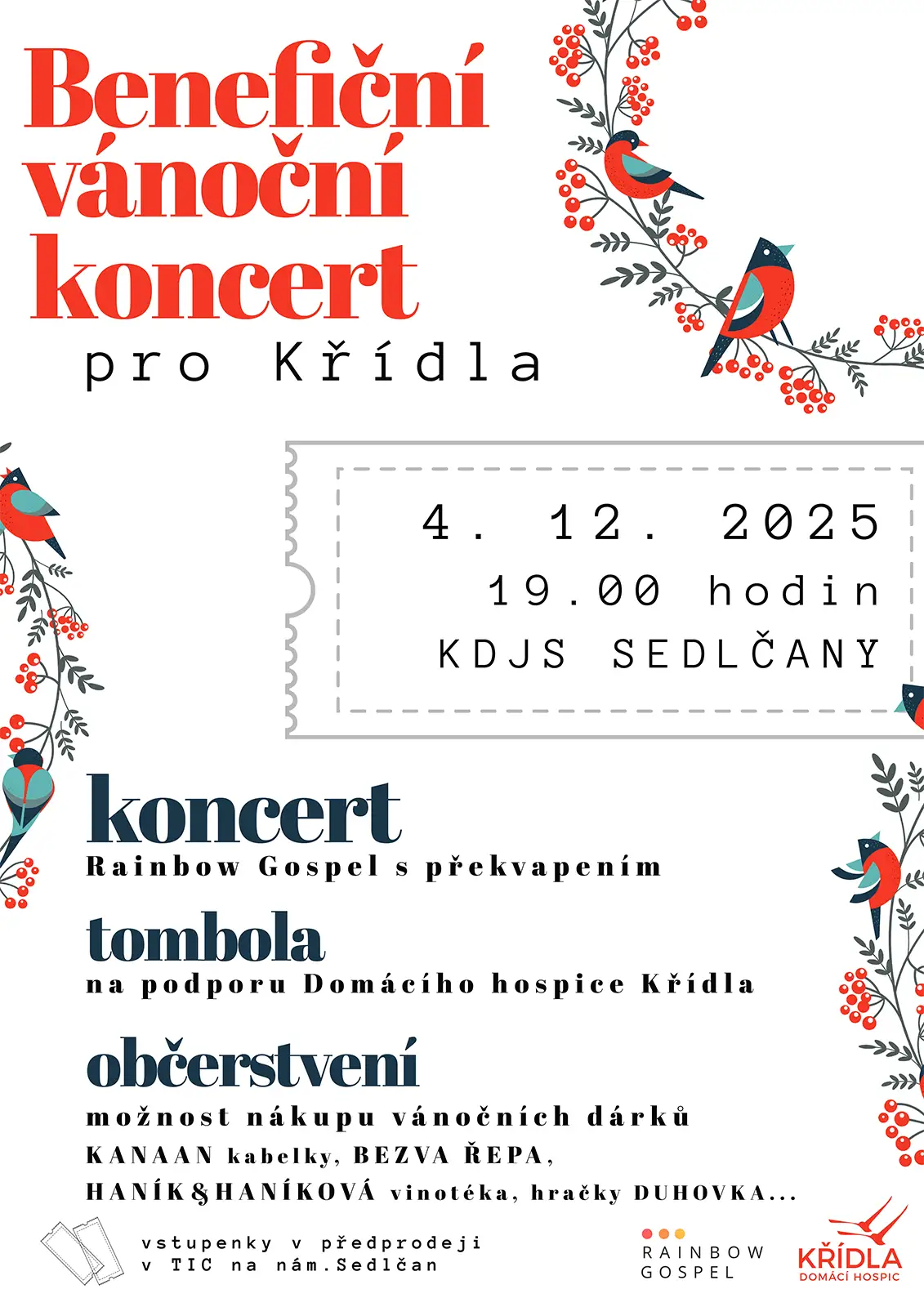 BENEFIČNÍ VÁNOČNÍ KONCERT PRO KŘÍDLA